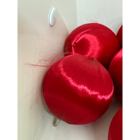 VTG Red Satin Christmas Ball Ornaments Lot Unbreakable 2" Retro Holiday Decor - Picture 6 of 10